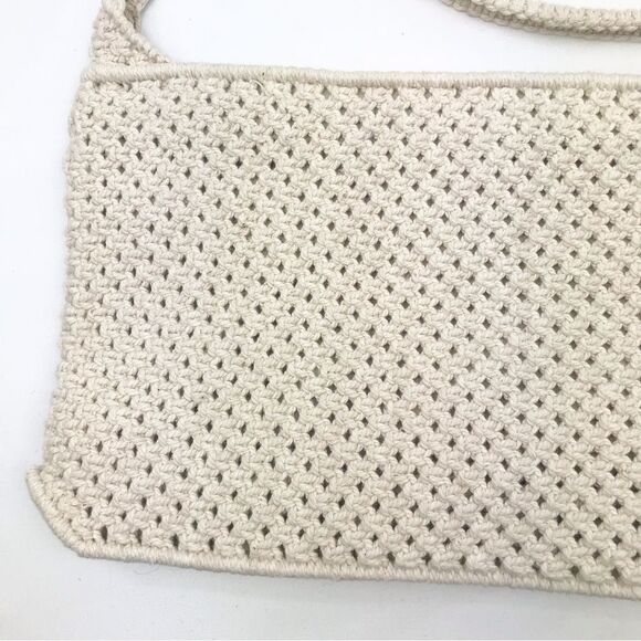 Cream Crochet Beaded Retro Boho Festival Shoulder Bag - Picture 7 of 11